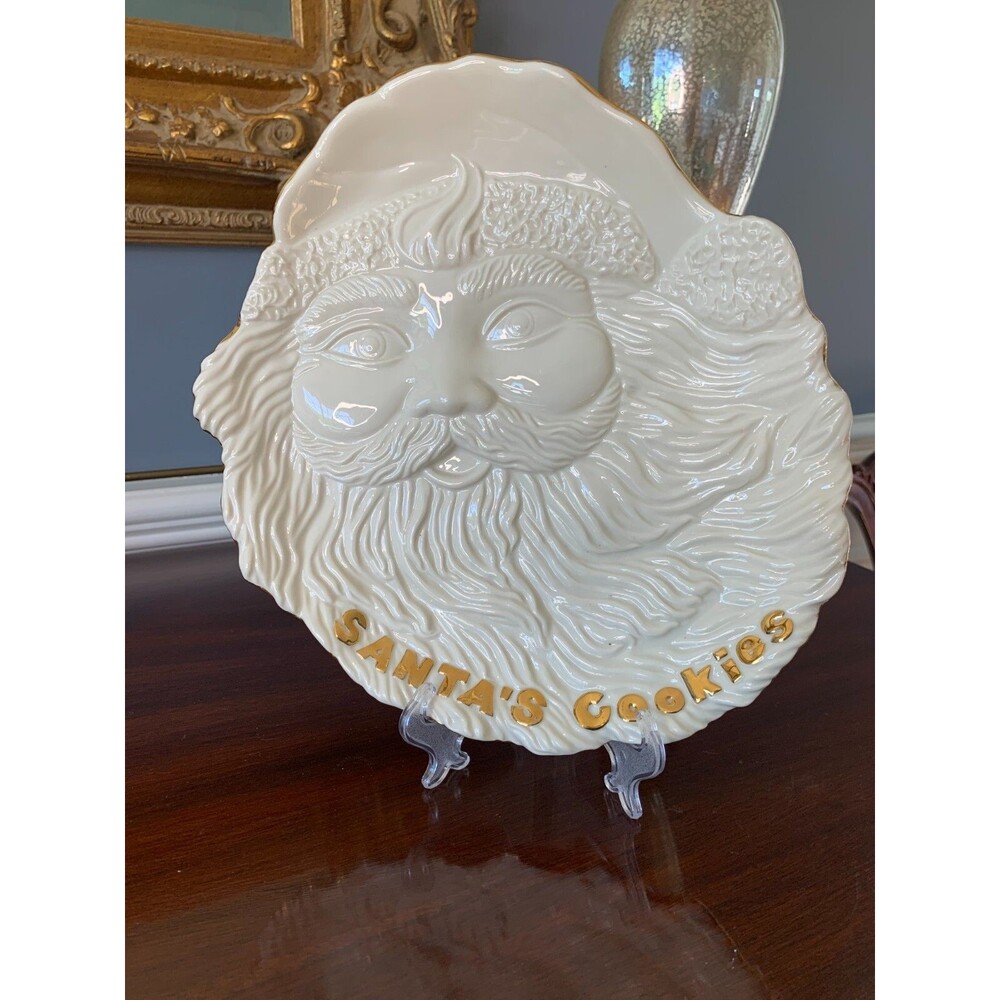 Vintage Lefton Santa's Cookies Snack Plate Christmas Cookies Plate VTG 2000